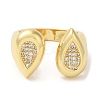 Brass Micro Pave Clear Cubic Zirconia Open Cuff Rings for Women RJEW-U008-02B-G-2
