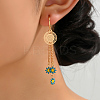 Fashionable Classic Brass Flower Tassel Hoop Earrings TS2520-1