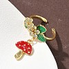 Brass Micro Pave Cubic Zirconia Cuff Rings RJEW-A069-04G-5