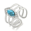 304 Stainless Steel Synthetic Turquoise Cuff Rings G-Z056-03P-04-1