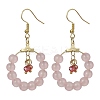 Imitation Jade Glass Beaded Ring Dangle Earrings EJEW-JE05568-04-1