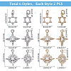 12Pcs 6 Style Brass Micro Pave Clear Cubic Zirconia Charms ZIRC-DC0001-02-2