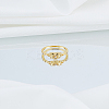 1Pc Heart Alloy & Rhinestone Finger Rings for Women RJEW-LP0010-08-3