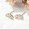 Brass Micro Pave Clear Cubic Zirconia Stud Earrings EJEW-R016-01G-01-1