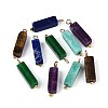 Natural Tiger Eye & Amethyst & Amazonite & Green Aventurine & Synthetic Regalite Cuboid Pendants STAS-N110-18G-1