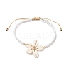 Adjustable Natural Cowrie Shell Beaded Braided Anklets AJEW-AN00686-02-2