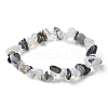 2Pcs 2 Style Opalite Chip & Natural Tiger Eye & Natural Black Onyx Beaded Stretch Bracelets Set BJEW-TA00411-2