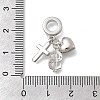 Brass Micro Pave Clear Cubic Zirconia European Dangle Charms KK-D431-033C-P-3