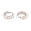 Natural Pearl Braided Hoop Earrings EJEW-JE04851-5