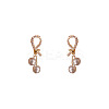 Brass Micro Pave Clear Cubic Zirconia Knot with Round Dangle Stud Earrings FS-WGC5F67-01-1