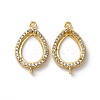 Teardrop Brass Micro Pave Clear Cubic Zirconia Connector Cabochon Settings KK-NH0007-01G-1
