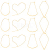 BENECREAT 16Pcs 4 Style Heart & Egg & Polygon & Fan Brass Hoop Earrings Findings KK-BC0011-93-1