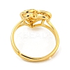 Heart with Letter Rack Plating Brass Micro Pave Clear Cubic Zirconia Adjustable Rings for Women RJEW-I105-01G-A-3