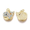 Brass Micro Pave Clear & Sky Blue Cubic Zirconia Charms ZIRC-O035-11G-2