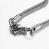 Non-Tarnish 201 Stainless Steel Mesh Chain Necklaces NJEW-G256-01P-2