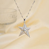 Elegant Brass Micro Pave Clear Cubic Zirconia Star Pendant Necklaces EY0411-2-2