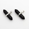 Natural Dyed & Heated Black Agate Double Terminated Pointed Pendants G-F177-18-1