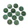 13Pcs Flat Round Natural Green Aventurine Rune Stones G-K335-08B-1