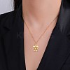 Ocean 304 Stainless Steel Hollow Floral Turtle Pendant Necklaces for Women WG89907-02-1