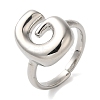 Initials Brass Open Cuff Ring for Women RJEW-N046-02G-P-1