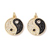 Rack Plating Brass Micro Pave Clear & Black Cubic Zirconia Pendants X-KK-B050-01G-1