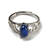 Oval Natural Lapis Lazuli Adjustable Rings RJEW-Q818-01P-05B-3