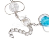 Copper Wire Wrapped Colorful Faceted Glass Round Bead Link Bracelets for Women BJEW-JB10320-4