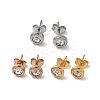 Ion Plating(IP) 304 Stainless Steel Flat Round Stud Earrings EJEW-C099-16A-4