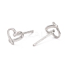 Open Heart Rhodium Plated 925 Sterling Silver Stud Earrings EJEW-I259-07P-2