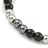 6mm Synthetic Non-magnetic Hematite & Glass & 304 Stainless Steel Round Beaded Bracelets for Women BJEW-G717-05P-2