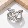 Brass Micro Pave Cubic Zirconia Cuff Finger Rings RJEW-C120-26P-2