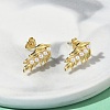 Leaf Brass Stud Earrings EJEW-P341-01P-2