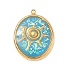 304 Stainless Steel Epoxy Resin with Natural Shell and Sequins Inside Pendants STAS-L026-17G-B03-1