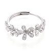 Flower Brass Micro Pave Clear Cubic Zirconia Adjustable Ring Settings KK-T076-57P-2