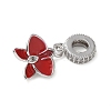 Brass Micro Pave Clear Cubic Zirconia Flower European Dangle Charms KK-C086-03P-02-2