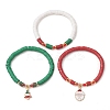 3Pcs 3 Styles Handmade Polymer Clay Beaded Stretch Bracelet Sets BJEW-TA00499-4