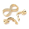 Brass Micro Pave Clear Cubic Zirconia Fold Over Clasps KK-U059-33G-2