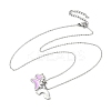 304 Stainless Steel Pearl Pink Enamel & Natural White Shell Pendant Unicorn Rainbow Pendant Necklaces for Women NJEW-M101-02P-2