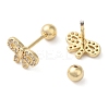 Bowknot Bow Brass Micro Pave Clear Cubic Zirconia Cartilage Earrings EJEW-L289-03G-04-2