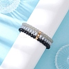 3Pcs Faceted Imitation Jade & Opaque Glass Rondelle Beaded Stretch Bracelets for Women BJEW-JB12563-04-3