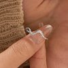 Wave Shaped 925 Sterling Silver Micro Pave Clear Cubic Zirconia Finger Rings FS-WG6021D-04-2