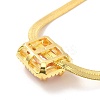 Pink Cubic Zirconia Rectangle Pendant Necklace with Flat Snake Chain for Women NJEW-B082-03-3