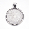 Flat Round Alloy Pendant Cabochon Settings LS-PALLOY-A15654-N-2