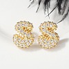 Brass Micro Pave Cubic Zirconia Stud Earrings EJEW-Z091-04G-S-5