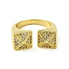 Brass Micro Pave Cubic Zirconia Open Cuff Rings RJEW-K256-12G-2