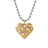 304 Stainless Steel Pave Clear Cubic Zirconia Geometric Pendant Necklaces WG22380-03-1