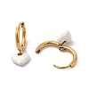 White Enamel Heart Dangle Hoop Earrings EJEW-P219-07G-2