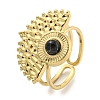 Ion Plating(IP) 304 Stainless Steel Synthetic Turquoise Cuff Rings G-Z056-02G-01-1