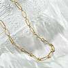 304 Stainless Steel Rhombus & Oval Link Chain Necklace BJEW-B072-03G-4