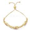 Horse Eye Cubic Zirconia Slider Bracelet BJEW-SZ0002-08C-1